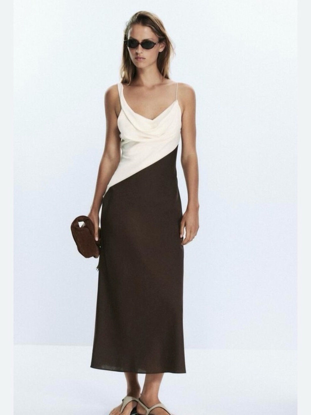 ZARA Colorblock linen blend Midi Dress – NWT Size Small 5029/185